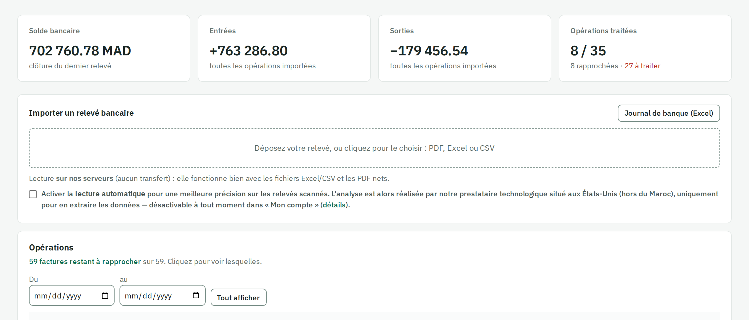 Rapprochement bancaire dans Docveo