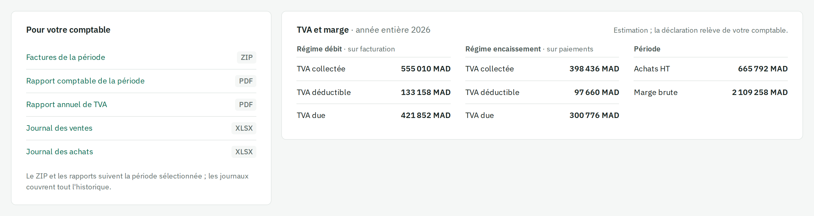 Comptabilité, TVA et exports dans Docveo